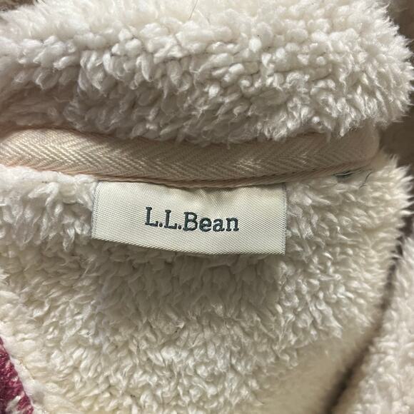 LL Bean Diamond Jacquard Anorak Full Zip Fleece Jacket Lg Red Hiking Fall 296574 - Picture 5 of 7
